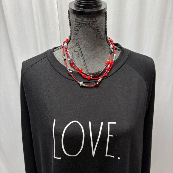 Rae Dunn Womens LOVE Sweatshirt Size 2X Black Long Sleeve Casual Comfy - Picture 2 of 8